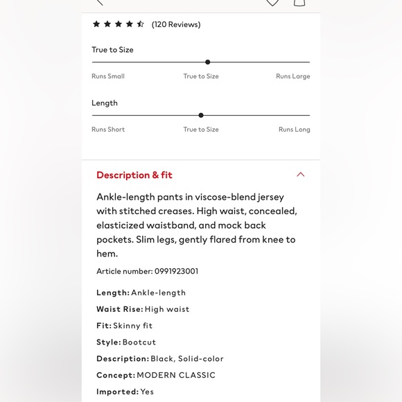 H&M black high waisted ankle pants size 16 - Picture 4 of 8